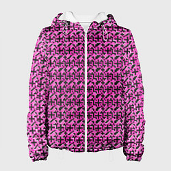 Женская куртка Чёрные плюсики на розовом фоне