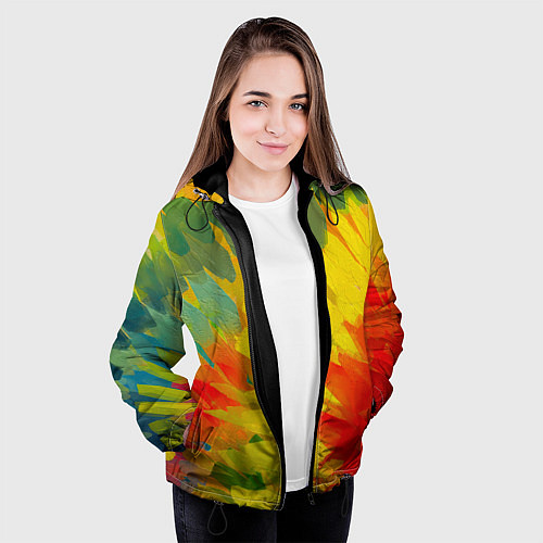 Женская куртка Абстракция цветение акрил / 3D-Черный – фото 3