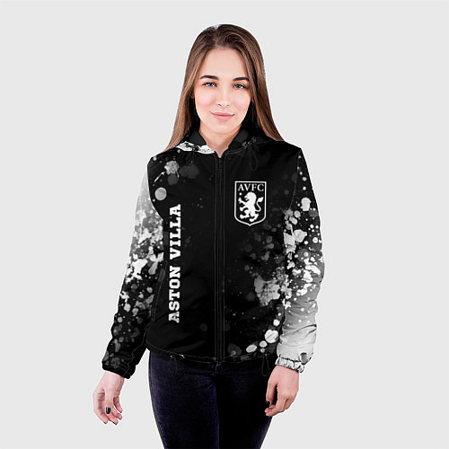 Женская куртка Aston Villa sport на темном фоне вертикально / 3D-Черный – фото 4