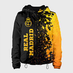 Куртка с капюшоном женская Real Madrid - gold gradient по-вертикали, цвет: 3D-черный