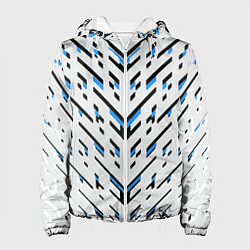 Куртка с капюшоном женская Black and blue stripes on a white background, цвет: 3D-белый