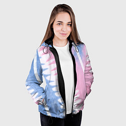 Куртка с капюшоном женская Полоски в стиле тай дай, цвет: 3D-черный — фото 2