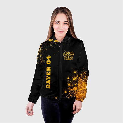 Женская куртка Bayer 04 - gold gradient вертикально / 3D-Черный – фото 4