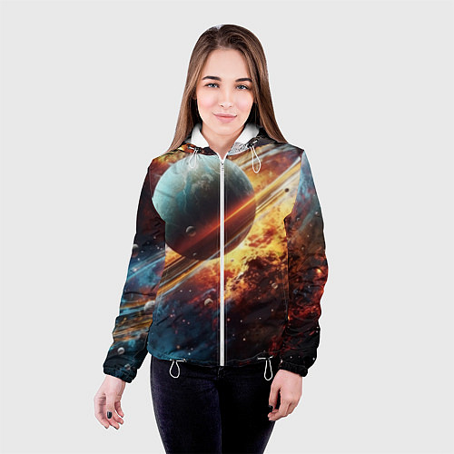 Женская куртка Большая планета / 3D-Белый – фото 4