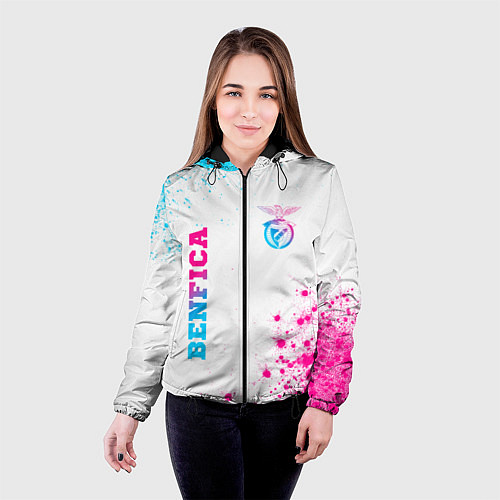 Женская куртка Benfica neon gradient style вертикально / 3D-Черный – фото 4