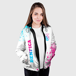 Куртка с капюшоном женская Benfica neon gradient style вертикально, цвет: 3D-черный — фото 2