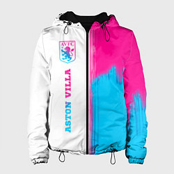 Куртка с капюшоном женская Aston Villa neon gradient style по-вертикали, цвет: 3D-черный