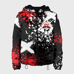 Куртка с капюшоном женская ММА на фоне брызг красок, цвет: 3D-черный