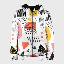 Куртка с капюшоном женская Паттерн узоры, цвет: 3D-черный