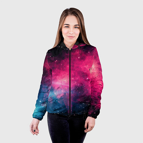 Женская куртка Абстрактный космос фантастика / 3D-Черный – фото 4