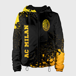 Куртка с капюшоном женская AC Milan - gold gradient вертикально, цвет: 3D-черный