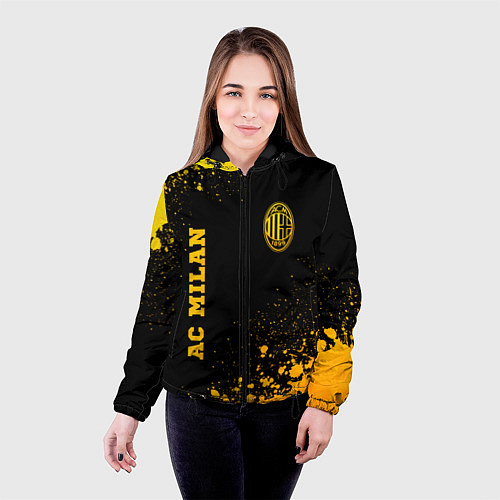 Женская куртка AC Milan - gold gradient вертикально / 3D-Черный – фото 4