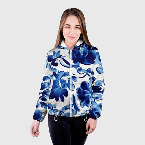 Женская куртка Гжель акварель / 3D-Белый – фото 4