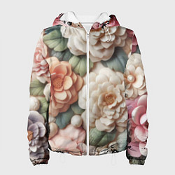 Куртка с капюшоном женская Текстурный фон в пастельных тонах, цвет: 3D-белый