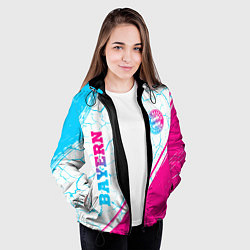 Куртка с капюшоном женская Bayern neon gradient style вертикально, цвет: 3D-черный — фото 2
