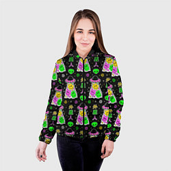 Куртка с капюшоном женская Паттерн из НЛО, цвет: 3D-черный — фото 2