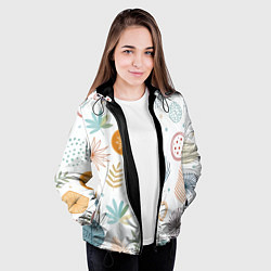Куртка с капюшоном женская Листья и узоры, цвет: 3D-черный — фото 2