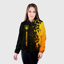 Куртка с капюшоном женская AEK Athens - gold gradient по-вертикали, цвет: 3D-черный — фото 2