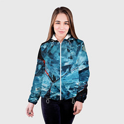 Куртка с капюшоном женская Ледяной абстрактный куб, цвет: 3D-белый — фото 2