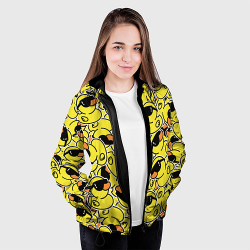 Женская куртка Уточки в очках / 3D-Черный – фото 3