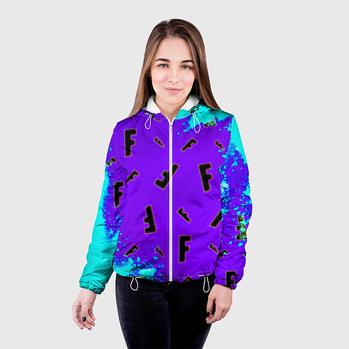 Женская куртка Fortnite neon steel colors epic / 3D-Белый – фото 4