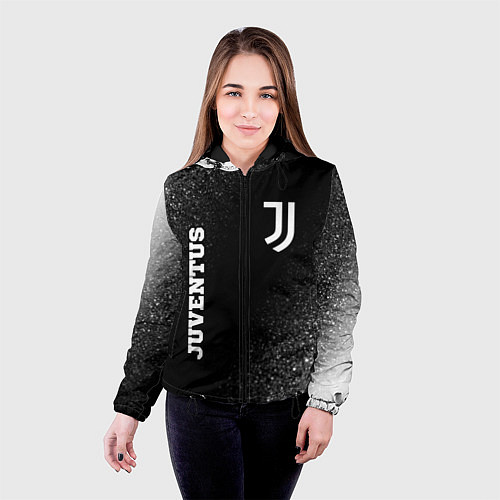 Женская куртка Juventus sport на темном фоне вертикально / 3D-Черный – фото 4