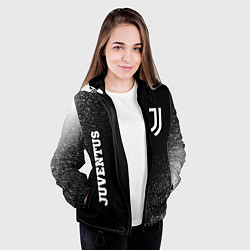 Куртка с капюшоном женская Juventus sport на темном фоне вертикально, цвет: 3D-черный — фото 2