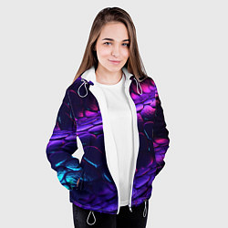 Куртка с капюшоном женская Фиолетовая абстрактная текстура неоновая, цвет: 3D-белый — фото 2
