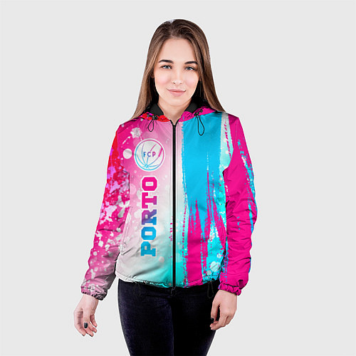 Женская куртка Porto neon gradient style по-вертикали / 3D-Черный – фото 4