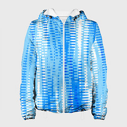 Куртка с капюшоном женская Бело-голубой полосатый, цвет: 3D-белый