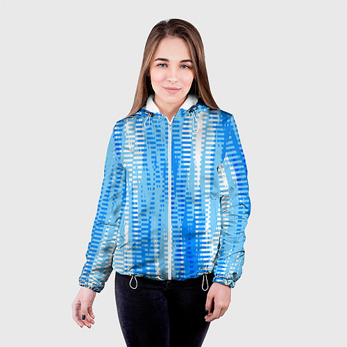 Женская куртка Бело-голубой полосатый / 3D-Белый – фото 4