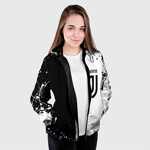 Женская куртка Juventus краски текстура спорт / 3D-Черный – фото 3