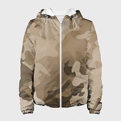 Куртка с капюшоном женская Камуфляж сепия, цвет: 3D-белый