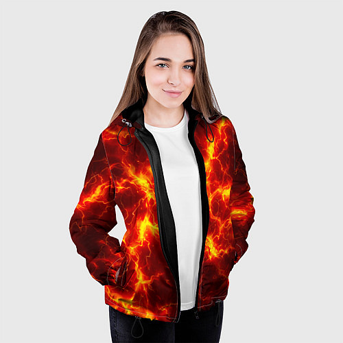 Женская куртка Текстура огня / 3D-Черный – фото 3