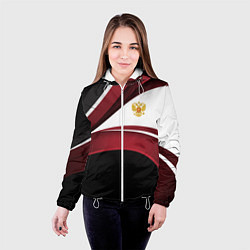 Куртка с капюшоном женская Униформа Россия - бордовая, цвет: 3D-белый — фото 2