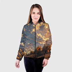Куртка с капюшоном женская Вечерний закат - аниме, цвет: 3D-черный — фото 2