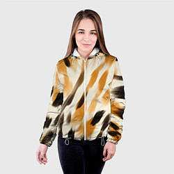 Куртка с капюшоном женская Акварельные полосы, цвет: 3D-белый — фото 2