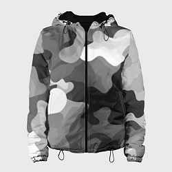 Куртка с капюшоном женская Камуфляж серый монохром, цвет: 3D-черный