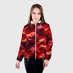 Куртка с капюшоном женская Эффект текстуры мятой красной бумаги, цвет: 3D-белый — фото 2