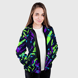 Куртка с капюшоном женская Абстрактный фон со спортивным рисунком, цвет: 3D-черный — фото 2