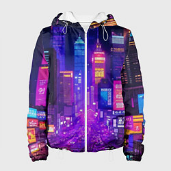 Куртка с капюшоном женская Город ночью, цвет: 3D-белый
