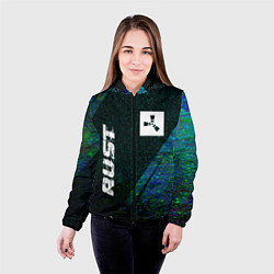 Куртка с капюшоном женская Rust glitch blue, цвет: 3D-черный — фото 2