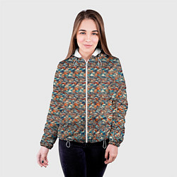 Куртка с капюшоном женская Горный паттерн, цвет: 3D-белый — фото 2