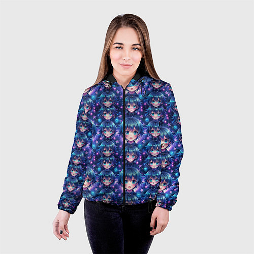 Женская куртка Аниме персонаж с синими волосами / 3D-Черный – фото 4