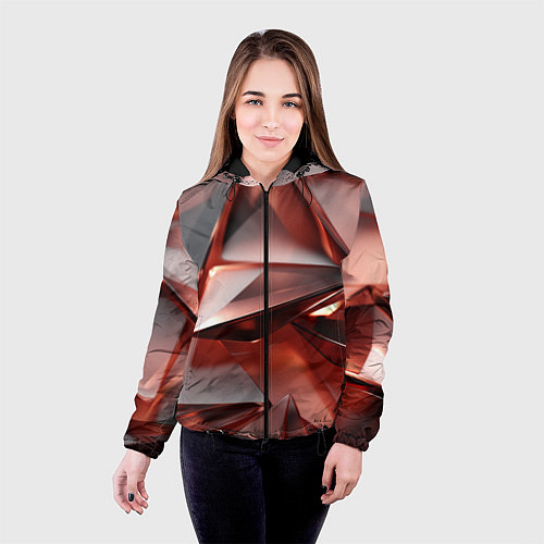 Женская куртка Рубиновые пирамидки / 3D-Черный – фото 4