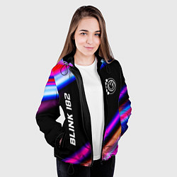 Куртка с капюшоном женская Blink 182 neon rock lights, цвет: 3D-черный — фото 2