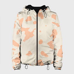 Куртка с капюшоном женская Бежевый пятнистый паттерн, цвет: 3D-черный