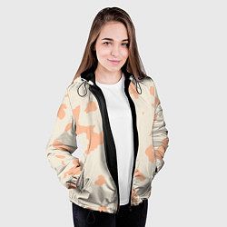 Куртка с капюшоном женская Бежевый пятнистый паттерн, цвет: 3D-черный — фото 2