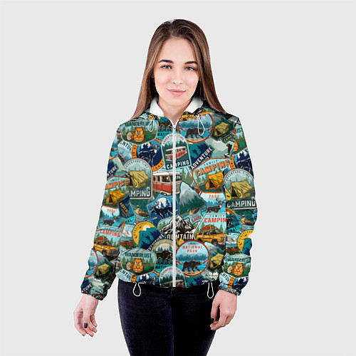 Женская куртка Adventure stickers / 3D-Белый – фото 4