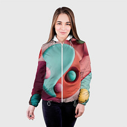 Куртка с капюшоном женская Пластилиновый медальон с шариками, цвет: 3D-белый — фото 2